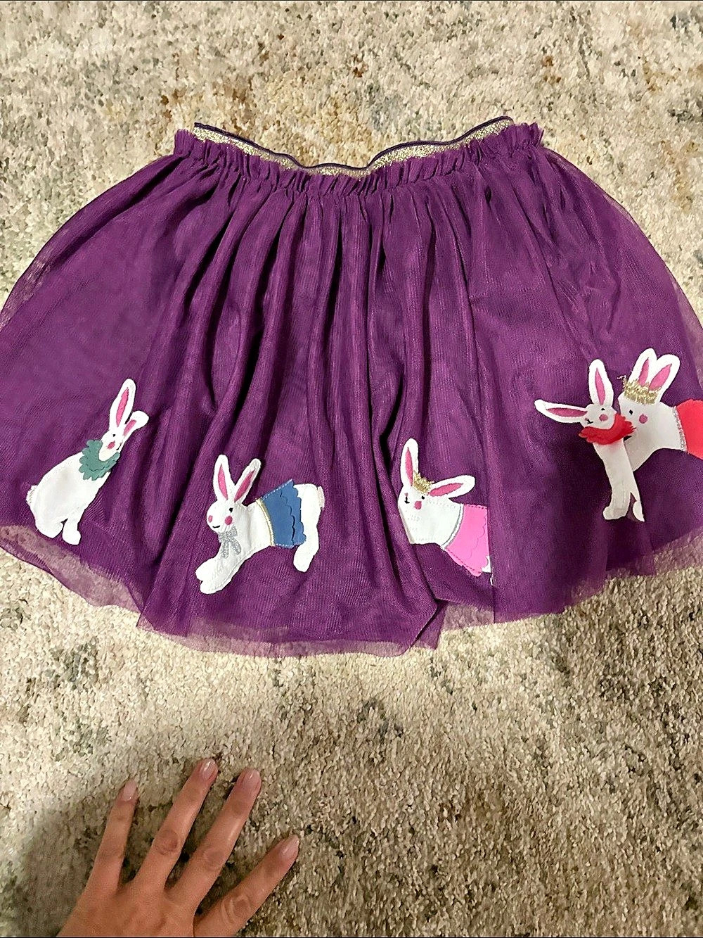 Mini Boden Girls Purple Bunny Appliqué Skirt Size 7-8